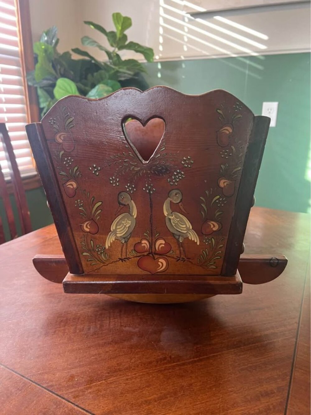 Vintage antique hand made,hand painted toy rocker cradle (signed) - Picture 8 of 8
